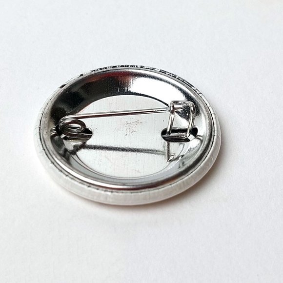 Round Button Unicorn Pin Black and White Monochrome - Picture 3 of 3